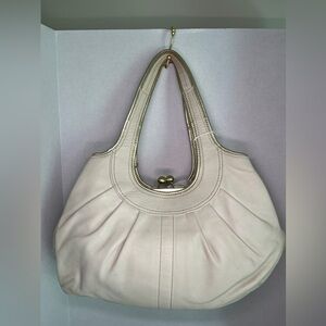Coach Kiss lock ergo shoulder bag white and gold